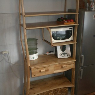 Standing kitchen shelf in a solid oak style 214 cm
