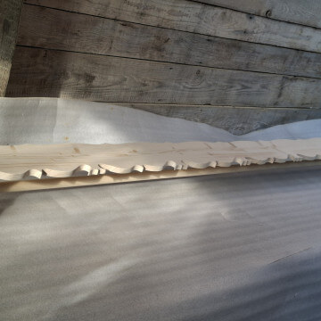 Folk style spruce curtain rod whitened