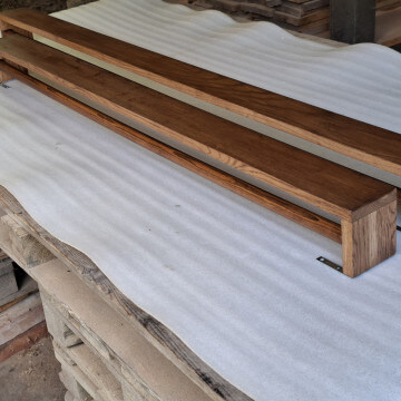 Dark brown oak curtain rods