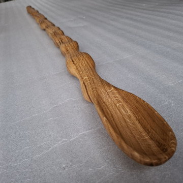 Carved oak bowel spoon 120 cm