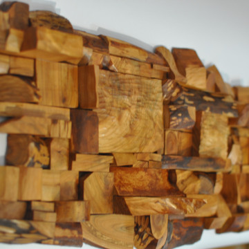 Wall panel scrapwood blocks cherry