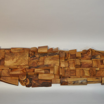 Wall panel scrapwood blocks cherry